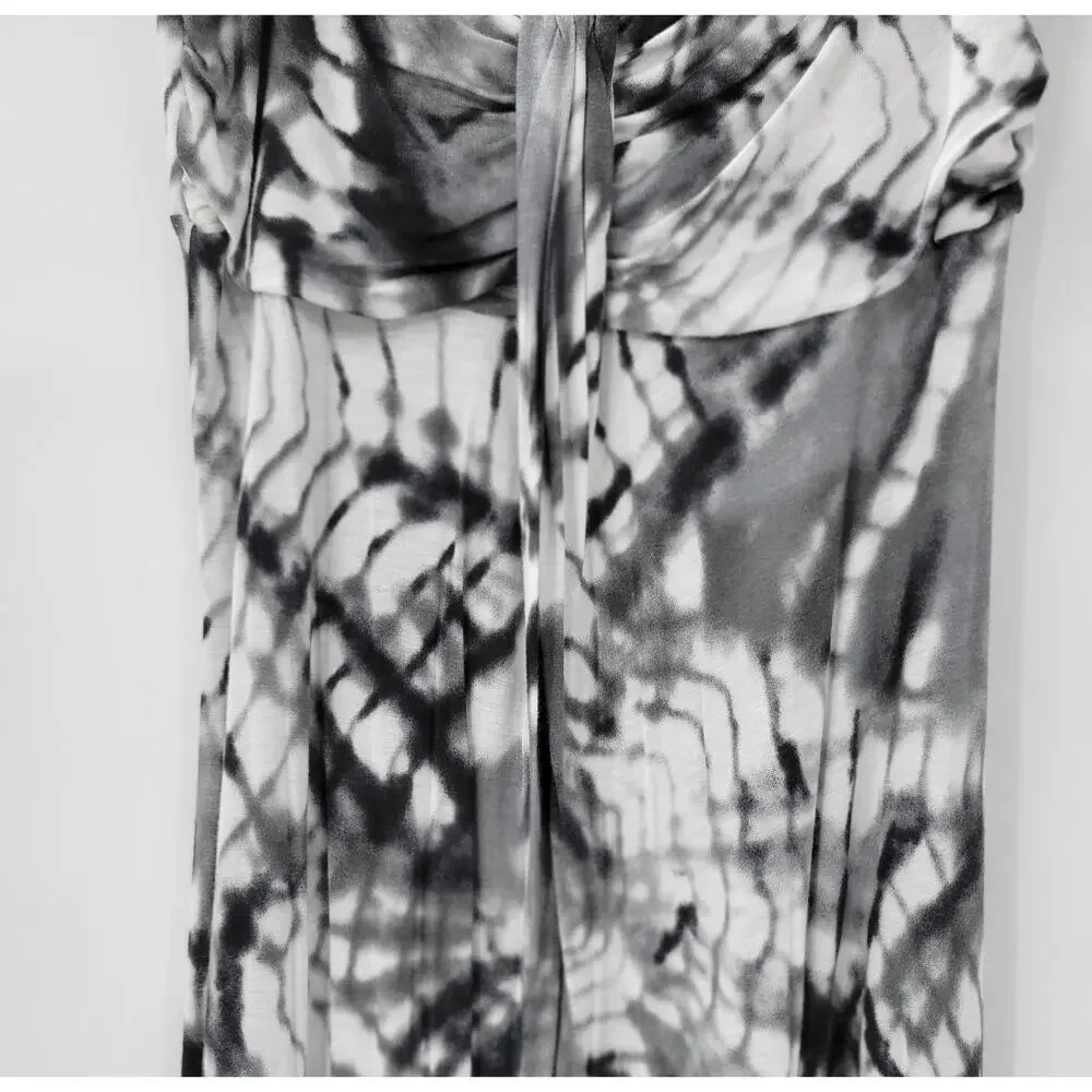 Hula Honey Womens Dress Medium Gray White Tie Dye Strapless Maxi Summer Beach - Picture 5 of 12
